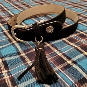 Black Suede Belt w/ Tassel Size XL